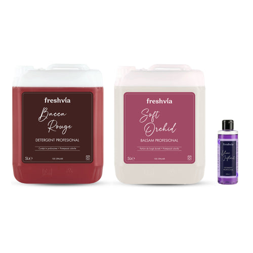 Pachet cu 1x Detergent Profesional Baccarouge + 1x Balsam Soft Orchid + CADOU Detergent Liliac Inflorit 200 ml