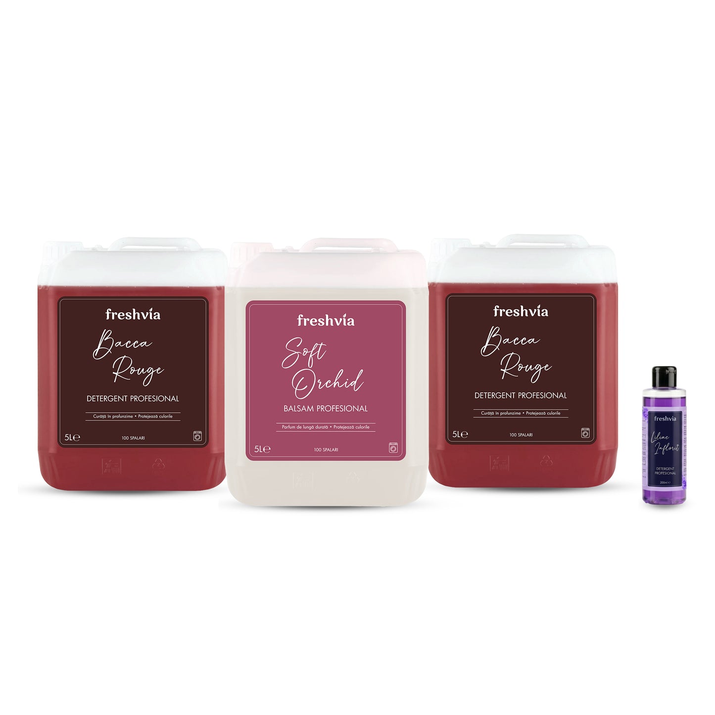 Pachet cu 2x Detergent Profesional Baccarouge + 1x Balsam Soft Orchid + CADOU Detergent Liliac Inflorit 200 ml